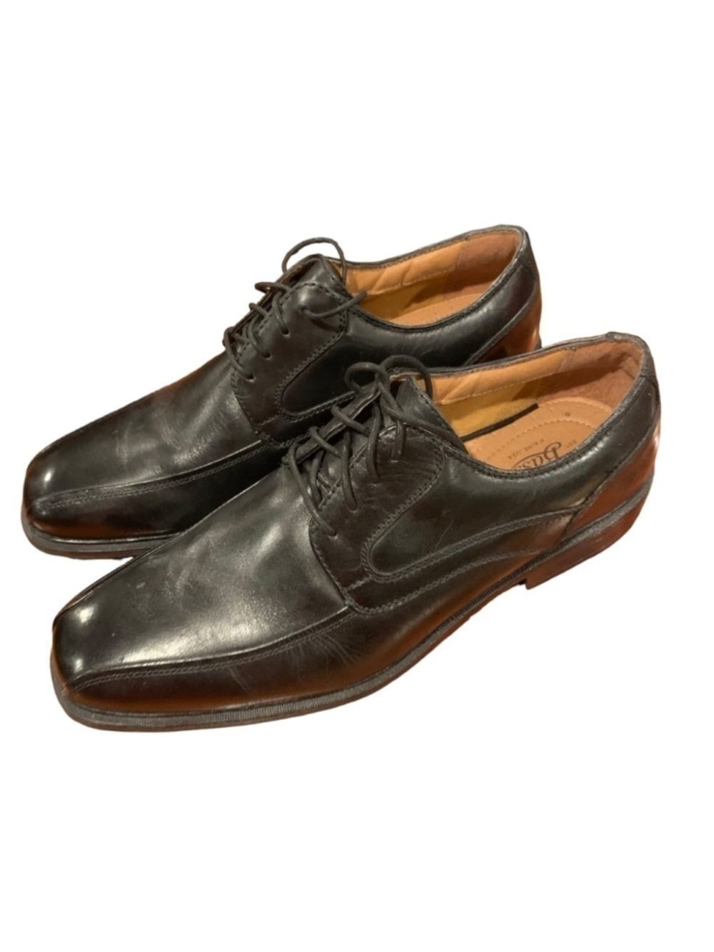 EUC G.H. Bass Mens black leather square toe shoes size 12wide